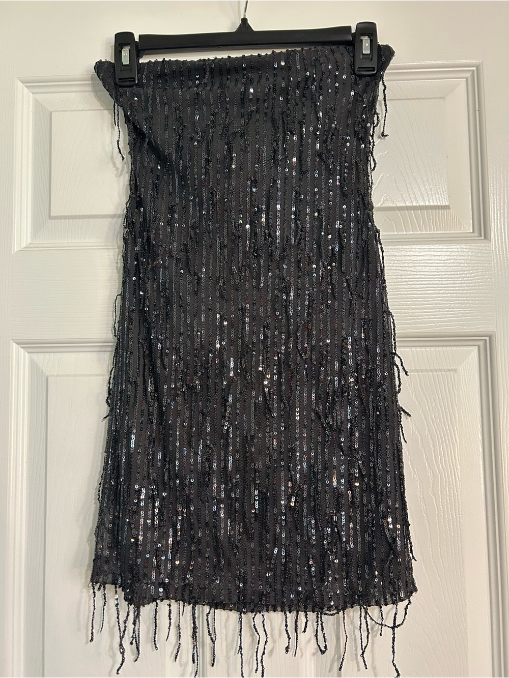Black Sequin Fringe Mini Dress